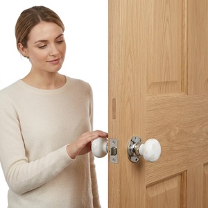Ensemble de poignées de porte en porcelaine crème, style moderne, pour salle de bain, salon et chambre à coucher, installation facile - Product Image 5