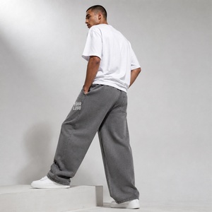 Men's Oversized Wide Leg Cotton Fleece <b>Trousers</b> Thermal <b>Drawstring</b> Waist Elastic Solid Winter OEM Manufacturer - Product Image 2