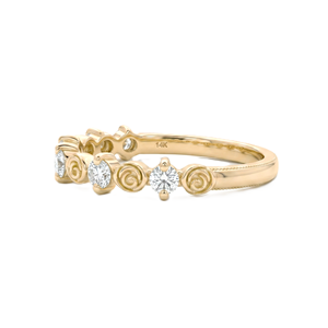 แหวนทอง14K ที่ทำด้วยมือแหวนครบรอบซ้อนกันได้แบบเรียบง่ายทำจากเพชรที่สร้างขึ้นในห้องปฏิบัติการทรงกลม - Product Image 4