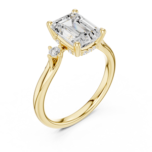 Anillo de Compromiso Clásico de Oro Amarillo de 14K para Mujer, Diamante Cultivado en Laboratorio Certificado por IGI, Corte Esmeralda de 2CT, Aniversario, Boda - Product Image 2