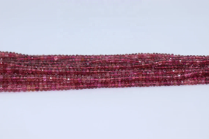 16 Inches Pink <b>Tourmaline</b> Faceted Rondelle Beads 3-4mm Natural Rubellite Loose Gemstones for Jewelry Making - Product Image 2