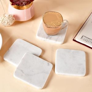 Square Marble Tea <b>Coasters</b> Tea <b>Coaster</b> Dining Table Decor Accessories <b>Coaster</b> <b>Set</b> of 4 for Dining Table - Product Image 1