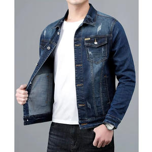Veste en jean vintage personnalisée pour homme, 100 % coton, avec lettres brodées, colorblock, coupe oversize courte et longue - Product Image 2