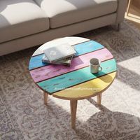 Mesa de Centro Rústica Hecha a Mano, Diseño Gap, Madera de Teca Reciclada, Color Original, para Interiores y Exteriores, Sala de Estar, Villa, Hogar, Jardín