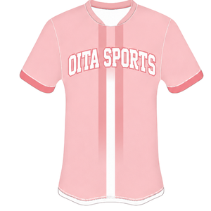 Camiseta Deportiva de Manga Corta Rosa Bebé y Blanca, Cuello Redondo, con Número Estampado, Transpirable, para Entrenamiento Atlético, Uniforme de Béisbol - Product Image 1