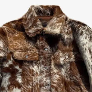 Chaqueta bomber de cuero vacuno lista para enviar para hombre, chaqueta de invierno de cuero vacuno auténtico con estampado animal, de lujo. - Product Image 5