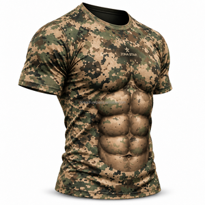 100% Polyester Knitted Sublimation <b>T</b>-<b>Shirt</b> Custom 3D Print <b>Muscle</b> Mens Quick Dry Breathable Gym Tee Wholesale OEM - Product Image 3