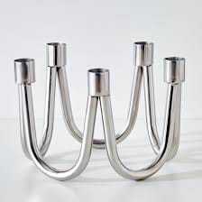 Support de bougie en métal argenté à base colonne à plusieurs niveaux, support simple pour bougie, pour la décoration de la maison - Product Image 2