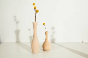 Vase en bois massif artisanal, finition rustique, design moderne pour fleurs artificielles, décoration de mariage, bureau, intérieur contemporain - Product Image 4