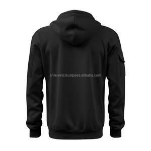 Sweat à capuche décontracté pour homme avec logo personnalisé lourd, 100% coton, polaire surdimensionné, multi-poches, motif uni - Product Image 3