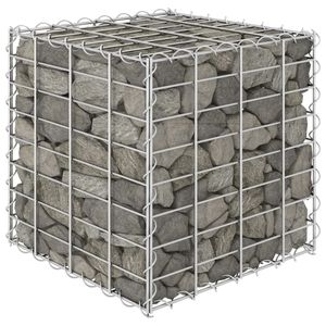 Bac à plantes surélevé en gabion durable 15,7x15,7x15,7 po en fil d'acier argenté – Sacs de culture polyvalents - Product Image 1