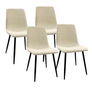 Tavolo da Pranzo Moderno Minimalista in MDF 47 Pollici Colore Noce con Gambe in Metallo e 4 Sedie Beige Set da Pranzo Compatto per Sala da Pranzo - Product Image 5