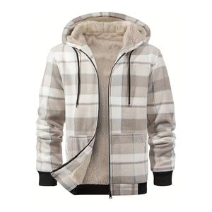 Chaqueta de Franela para Hombre con Capucha, Diseño Moderno, Corte Ajustado, Cierre de Cremallera, Informal, Transpirable, para Invierno - Product Image 1