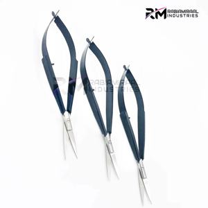Ciseaux à ressort extra-affûtés russes pour sourcils / Pointe argentée et revêtement noir en poudre - Product Image 2