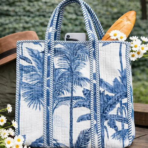 Hermosa Bolsa Tote Reversible Premium con Estampado de Bloques, Popular Bolsa Tote Acolchada de Algodón con Estampado a Mano de Bloques Indios, Bolsa de Mercado Estilo Hippie - Product Image 1