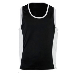 Camiseta sin mangas para hombre con bloques de color, cuello redondo, de secado rápido, estilo deportivo, gris y rojo, de punto ajustado - Product Image 1