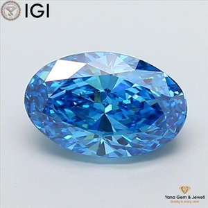 Diamante Cultivado en Laboratorio CVD, Corte Ovalado, 3.00 Quilates, Color Azul Intenso, Claridad VS2, Certificado IGI, para Pulsera Personalizada - Product Image 1