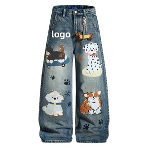WINRO SPORTS Jeans de Mezclilla Lavados de Primavera/Verano para Hombre, de Alta Calidad, Corte Regular, Algodón, Pierna Recta Ancha, con Parches y Cintas - Product Image 4