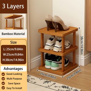 Scarpiera Salvaspazio Pieghevole Espandibile a 3/6/9 Livelli in Bambù, Nessuna Installazione Richiesta, Ideale per Spazi Piccoli - Product Image 1