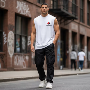 Camiseta sin mangas de algodón y elastano lavado estilo vintage para hombre, ajuste holgado, para gimnasio, musculación, informal, transpirable, para verano - Product Image 6