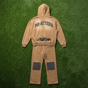 Conjunto de dos piezas de ropa urbana para hombre, compuesto por una sudadera con capucha extragrande con cremallera y pantalones deportivos de pierna ancha con efecto lavado. - Product Image 5
