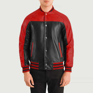 Custom Varsity Jacket High Quality Letterman Jacket Wool Body Leather Sleeves Ribbed Cuffs Casual Street Style - Product Image 1