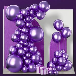 Kit Arco di Palloncini in Lattice Metallizzato Viola, 85 Pezzi di Diverse Dimensioni (18,5 Pollici), Ghirlanda Cromata Viola da 5 Pollici per Feste - Product Image 1