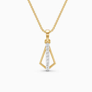 Colgante de diamante cultivado en laboratorio con líneas geométricas de 0.12 quilates en oro amarillo, blanco y rosa de 9 quilates - Product Image 2