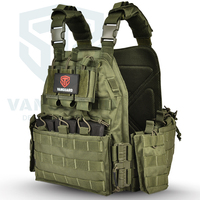 Gilet tactique porte-plaques en polyester vert OD robuste, réglable à dégagement rapide, résistant à l'eau, pour la chasse et les activités de plein air