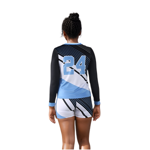 Uniforme de Voleibol para Mujer Breeze, Manga Larga, Cuello en V, Diseño a Rayas de Poliéster que Absorbe la Humedad, Número 24, Prenda Ajustada - Product Image 3