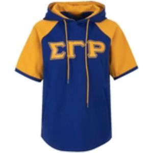 Sweat à capuche à manches courtes en molleton technique Sigma Gamma Rho SGRho Bleu Or, Vêtement grec de qualité supérieure pour sororité - Product Image 1