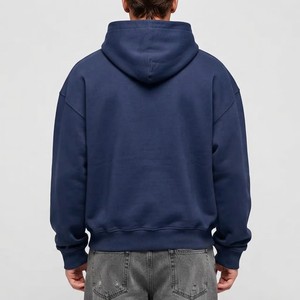 เสื้อสเวตเชิ้ตมีฮู้ดสีน้ำเงินกรมท่าสำหรับผู้ชาย ทรงโอเวอร์ไซส์ ผ้าฝ้ายฟลีซ สวมใส่สบาย มีกระเป๋าหน้า เหมาะสำหรับใส่ในฤดูใบไม้ร่วง - Product Image 2