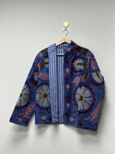 High Quality Velvet Knitted Bomber <b>Jacket</b> Floral Pattern Boho Style Autumn <b>Short</b> Coat Full <b>Sleeve</b> Winter Wear Women's Embroidery - Product Image 3