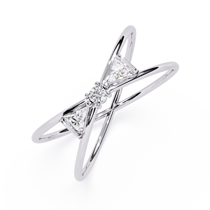 Bague en or blanc pour femme avec diamants naturels taille brillant rond et taille triangle, certifiée GIA, style minimaliste pour fiançailles - Product Image 2