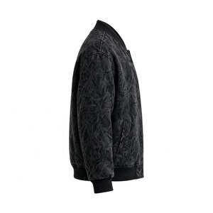 Blouson universitaire en cuir noir texturé, style vintage, design attrayant, coupe oversize, épais, personnalisable pour homme - Product Image 3