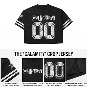 Samson 00 Crop Top Men's Oversized Streetwear Jersey T-Shirt <b>Black</b> Short Sleeve O-Neck Printed Pattern - Product Image 5