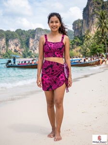 Sarong court personnalisé pour femme, couvre-maillot de bain, tissu satiné à pois, léger, séchage rapide, vêtement de mode - Product Image 5