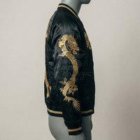 Veste Sukajan en satin brodé de qualité supérieure de Fabric Studio, logo sur le devant, personnalisable, écologique, respirante, légère, décontractée pour homme