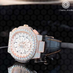 Charm_Jewells Montre de luxe pour homme en acier inoxydable, boîtier rond, analogique, quartz, bracelet en cuir véritable, boucle 20 mm 22 cm - Product Image 4