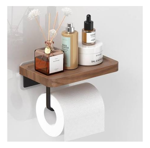 Porte-papier toilette mural en bois en forme de L, support de rangement minimaliste pour salle de bain - Product Image 2