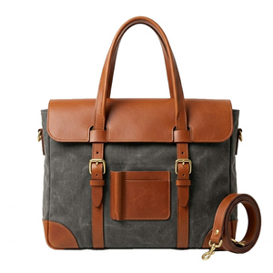 Maletín Vintage de Lona con Detalles en Cuero, Unisex, Estilo Clásico, Cierre de Cremallera Resistente, Personalizable, para Almacenamiento Profesional de Fotografía - Product Image 6