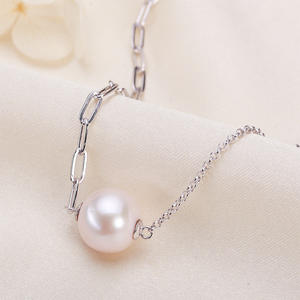 Collier en argent pur S925 avec perle d'eau douce, chaîne croisée, collier de connexion, vente en gros de bijoux Zhuji - Product Image 1