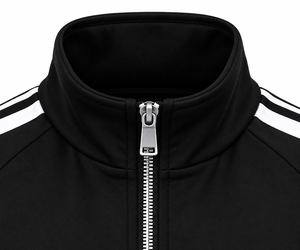 Conjunto Deportivo Unisex Negro con Sudadera con Cierre Completo y Bolsillos Laterales y Pantalones Deportivos a Juego para Otoño - Product Image 3