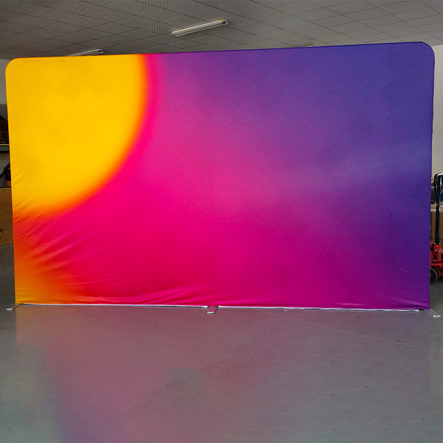 Customizable Portable Retractable Tension Fabric Photo Backdrop Double-Sided Printing Waterproof Aluminum Alloy Frame for Event
