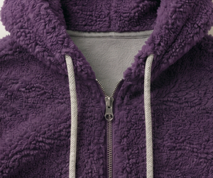 Chaqueta Deportiva de Forro Polar Morado, Cierre de Cremallera, Cuello Alto, Ropa Casual de Invierno, Forro de Algodón Grueso, Corte Regular, Unisex - Product Image 4