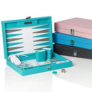 Jeu de backgammon pliable en cuir coloré personnalisé, durable, pour l'extérieur, bleu, rose, noir, jeu de société portable - Product Image 5