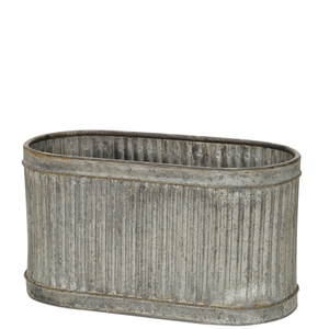 Pot de fleurs nervuré moderne en fer galvanisé naturel, tendance du moment, pour décoration de jardin - Product Image 5