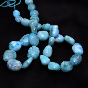 Larimar 10mm-14mm Gemstone Smooth Oval Tumbled <b>Beads</b> Natural Larimar Nugget Semiprecious Gemstone <b>Loose</b> <b>Beads</b> For Jewelry Making - Product Image 3