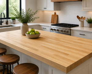 Dalle en bois massif durable de comptoir en bois d'hévéa robuste avec surface de travail durable pour des conceptions d'îlot de cuisine personnalisées - Product Image 3