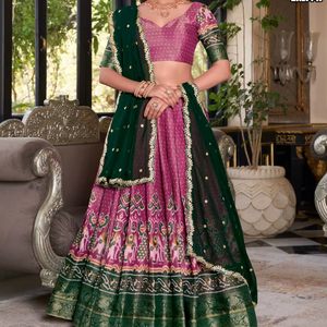 Conjunto de Lehenga Choli Noor Royale Kanchipuram, largo hasta el suelo, listo para bodas - Product Image 1